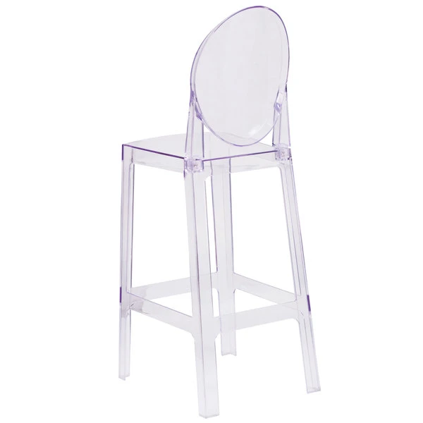 Flash Furniture OW-GHOSTBACK-29-GG Ghost Transparent Polycarbonate Outdoor / Indoor Bar Height Stool With Oval Back 2 Flash Furniture OW-GHOSTBACK-29-GG Ghost Transparent Polycarbonate Outdoor / Indoor Bar Height Stool With Oval Back - Image 2