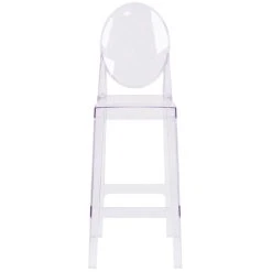 Flash Furniture OW-GHOSTBACK-29-GG Ghost Transparent Polycarbonate Outdoor / Indoor Bar Height Stool With Oval Back 5 Flash Furniture OW-GHOSTBACK-29-GG Ghost Transparent Polycarbonate Outdoor / Indoor Bar Height Stool With Oval Back -Zown Shop 1490530