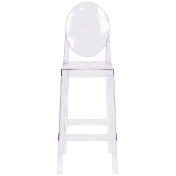 Flash Furniture OW-GHOSTBACK-29-GG Ghost Transparent Polycarbonate Outdoor / Indoor Bar Height Stool With Oval Back 3 Flash Furniture OW-GHOSTBACK-29-GG Ghost Transparent Polycarbonate Outdoor / Indoor Bar Height Stool With Oval Back - Image 3
