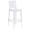 Flash Furniture OW-SQUAREBACK-29-GG Ghost Transparent Polycarbonate Outdoor / Indoor Bar Height Stool With Square Back