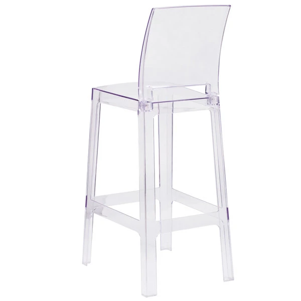 Flash Furniture OW-SQUAREBACK-29-GG Ghost Transparent Polycarbonate Outdoor / Indoor Bar Height Stool With Square Back 2 Flash Furniture OW-SQUAREBACK-29-GG Ghost Transparent Polycarbonate Outdoor / Indoor Bar Height Stool With Square Back - Image 2