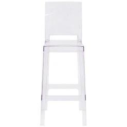 Flash Furniture OW-SQUAREBACK-29-GG Ghost Transparent Polycarbonate Outdoor / Indoor Bar Height Stool With Square Back 5 Flash Furniture OW-SQUAREBACK-29-GG Ghost Transparent Polycarbonate Outdoor / Indoor Bar Height Stool With Square Back -Zown Shop 1490588