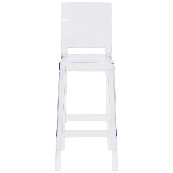 Flash Furniture OW-SQUAREBACK-29-GG Ghost Transparent Polycarbonate Outdoor / Indoor Bar Height Stool With Square Back 3 Flash Furniture OW-SQUAREBACK-29-GG Ghost Transparent Polycarbonate Outdoor / Indoor Bar Height Stool With Square Back - Image 3