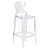 Flash Furniture OW-TEARBACK-29-GG Ghost Transparent Polycarbonate Outdoor / Indoor Bar Height Stool With Tear Back