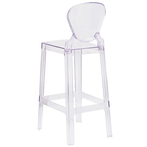 Flash Furniture OW-TEARBACK-29-GG Ghost Transparent Polycarbonate Outdoor / Indoor Bar Height Stool With Tear Back 2 Flash Furniture OW-TEARBACK-29-GG Ghost Transparent Polycarbonate Outdoor / Indoor Bar Height Stool With Tear Back - Image 2