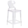 Flash Furniture OW-TEARBACK-24-GG Ghost Transparent Polycarbonate Outdoor / Indoor Counter Height Stool With Tear Back
