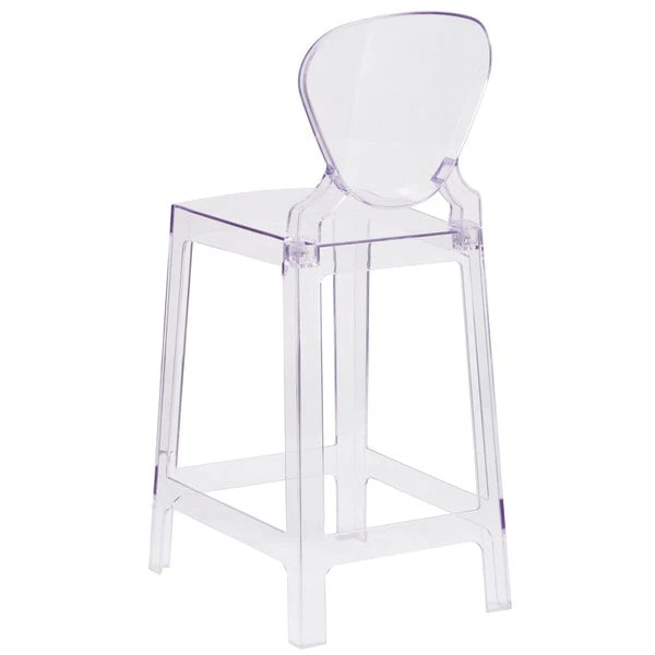 Flash Furniture OW-TEARBACK-24-GG Ghost Transparent Polycarbonate Outdoor / Indoor Counter Height Stool With Tear Back 2 Flash Furniture OW-TEARBACK-24-GG Ghost Transparent Polycarbonate Outdoor / Indoor Counter Height Stool With Tear Back - Image 2