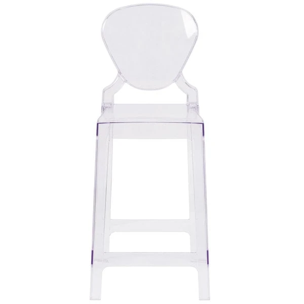 Flash Furniture OW-TEARBACK-24-GG Ghost Transparent Polycarbonate Outdoor / Indoor Counter Height Stool With Tear Back 3 Flash Furniture OW-TEARBACK-24-GG Ghost Transparent Polycarbonate Outdoor / Indoor Counter Height Stool With Tear Back - Image 3