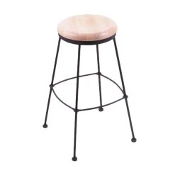 Holland Bar Stool 303025BWNatMpl Black Wrinkle Steel Counter Height Stool With Natural Maple Wood Seat