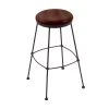 Holland Bar Stool 303025BWDCOak Black Wrinkle Steel Counter Height Stool With Dark Cherry Oak Wood Seat