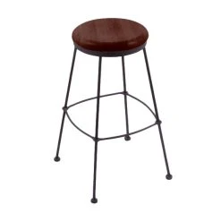 Holland Bar Stool 303025BWDCOak Black Wrinkle Steel Counter Height Stool With Dark Cherry Oak Wood Seat