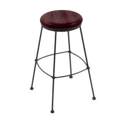 Holland Bar Stool 303025BWDCMpl Black Wrinkle Steel Counter Height Stool With Dark Cherry Maple Wood Seat