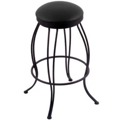 Holland Bar Stool 300030BWBlkVinyl Georgian Black Wrinkle Steel Bar Height Swivel Stool With Black Vinyl Seat