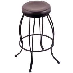 Holland Bar Stool 300030BWDCMpl Georgian Black Wrinkle Steel Bar Height Swivel Stool With Dark Cherry Maple Wood Seat