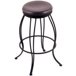 Holland Bar Stool 300030BWDCOak Georgian Black Wrinkle Steel Bar Height Swivel Stool With Dark Cherry Oak Wood Seat