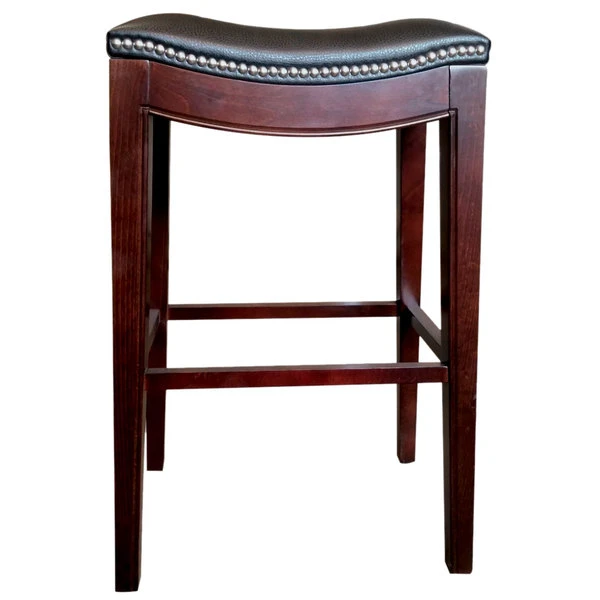 Holland Bar Stool 321030ESBlkVinyl Lynn Espresso Wood Bar Height Stool With Black Vinyl Saddle Seat 2 Holland Bar Stool 321030ESBlkVinyl Lynn Espresso Wood Bar Height Stool With Black Vinyl Saddle Seat - Image 2