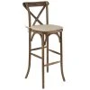 Flash Furniture XA-X-BAR-GO-BC-GG Hercules Dark Antique Wood Stackable Cross Back Barstool With Cushion