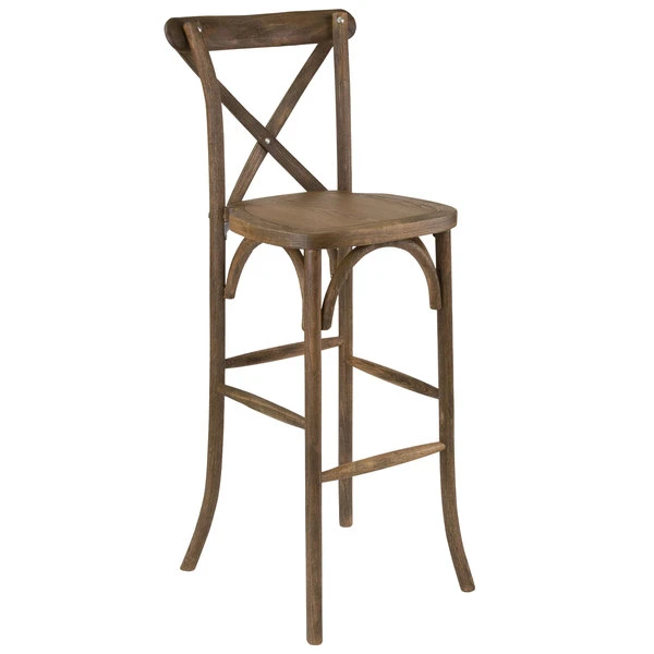Flash Furniture XA-X-BAR-GO-GG Hercules Dark Antique Wood Stackable Cross Back Barstool 1 Flash Furniture XA-X-BAR-GO-GG Hercules Dark Antique Wood Stackable Cross Back Barstool