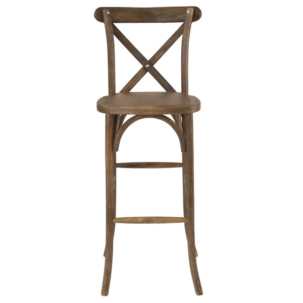 Flash Furniture XA-X-BAR-GO-GG Hercules Dark Antique Wood Stackable Cross Back Barstool 3 Flash Furniture XA-X-BAR-GO-GG Hercules Dark Antique Wood Stackable Cross Back Barstool - Image 3