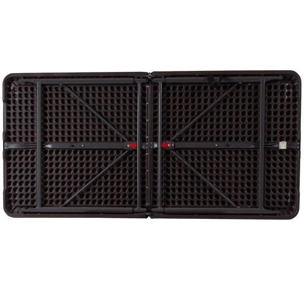 Flash Furniture DAD-LF-122Z-GG 23 1/2" X 48 1/4" Rectangular Brown Wood Grain Commercial Duty Plastic Bi-Fold Adjustable Height Folding Table 3 Flash Furniture DAD-LF-122Z-GG 23 1/2" X 48 1/4" Rectangular Brown Wood Grain Commercial Duty Plastic Bi-Fold Adjustable Height Folding Table - Image 3