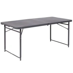 Flash Furniture DAD-LF-122Z-DG-GG 23 1/2" X 48 1/4" Rectangular Dark Gray Commercial Duty Plastic Bi-Fold Adjustable Height Folding Table