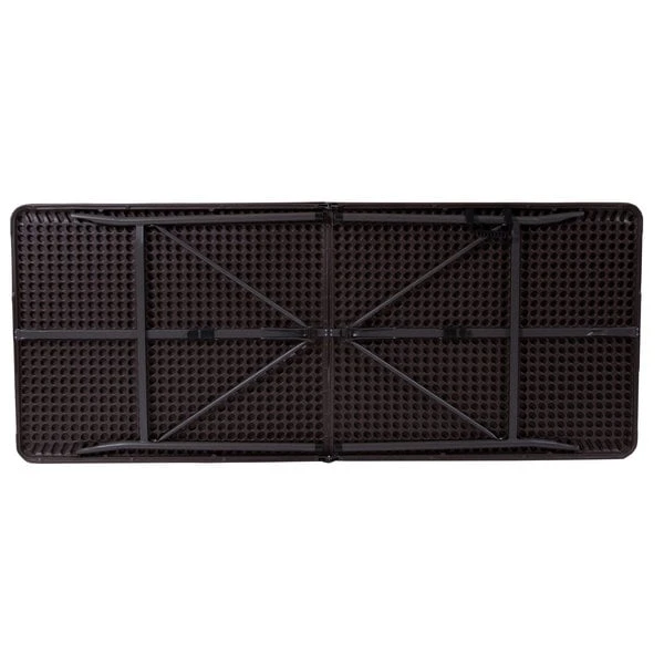 Flash Furniture DAD-LF-183Z-GG 30" X 72" Rectangular Brown Wood Grain Commercial Duty Plastic Bi-Fold Folding Table 3 Flash Furniture DAD-LF-183Z-GG 30" X 72" Rectangular Brown Wood Grain Commercial Duty Plastic Bi-Fold Folding Table - Image 3