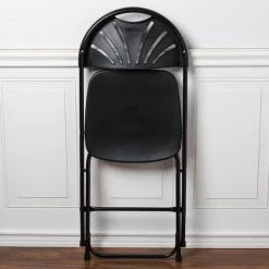 Lancaster Table & Seating Black Plastic Fan Back Folding Chair -Zown Shop 1600918