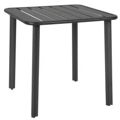 BFM Seating Vista 36" X 36" Black Aluminum Outdoor / Indoor Standard Height Table With Umbrella Hole
