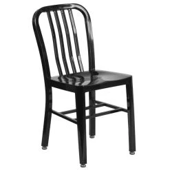 Flash Furniture CH-61200-18-BK-GG Black Metal Indoor / Outdoor Chair With Vertical Slat Back