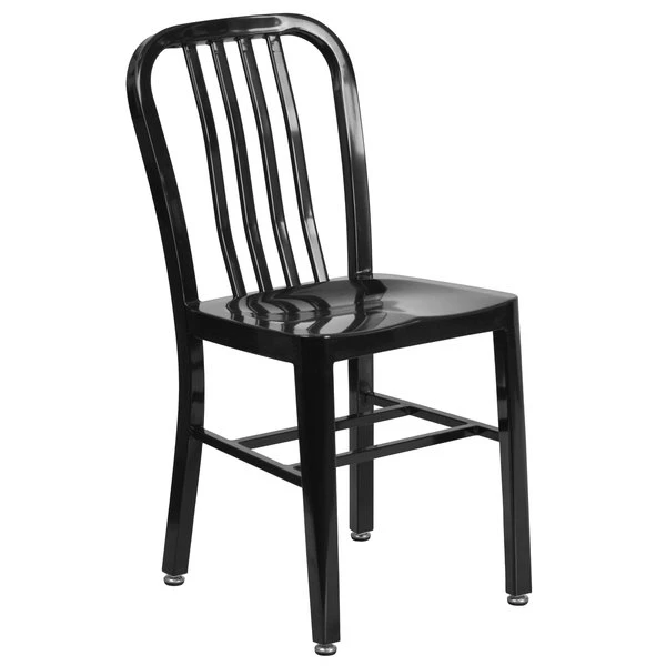 Flash Furniture CH-61200-18-BK-GG Black Metal Indoor / Outdoor Chair With Vertical Slat Back 1 Flash Furniture CH-61200-18-BK-GG Black Metal Indoor / Outdoor Chair With Vertical Slat Back