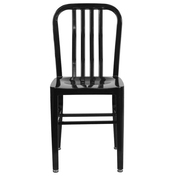 Flash Furniture CH-61200-18-BK-GG Black Metal Indoor / Outdoor Chair With Vertical Slat Back 2 Flash Furniture CH-61200-18-BK-GG Black Metal Indoor / Outdoor Chair With Vertical Slat Back - Image 2