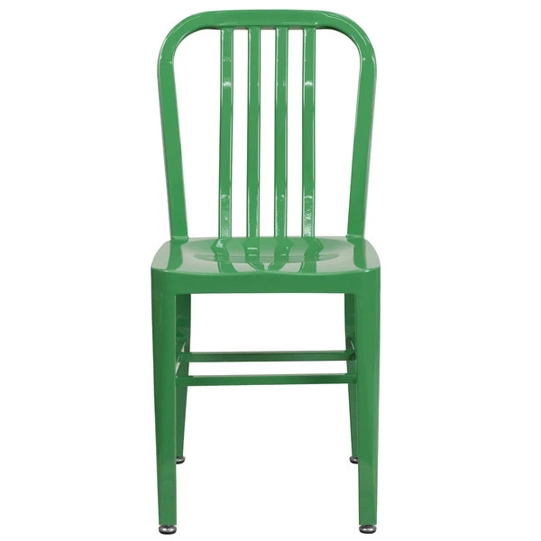 Flash Furniture CH-61200-18-GN-GG Green Metal Indoor / Outdoor Chair With Vertical Slat Back 2 Flash Furniture CH-61200-18-GN-GG Green Metal Indoor / Outdoor Chair With Vertical Slat Back - Image 2