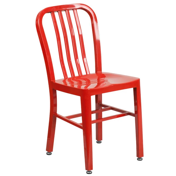 Flash Furniture CH-61200-18-RED-GG Red Metal Indoor / Outdoor Chair With Vertical Slat Back 1 Flash Furniture CH-61200-18-RED-GG Red Metal Indoor / Outdoor Chair With Vertical Slat Back