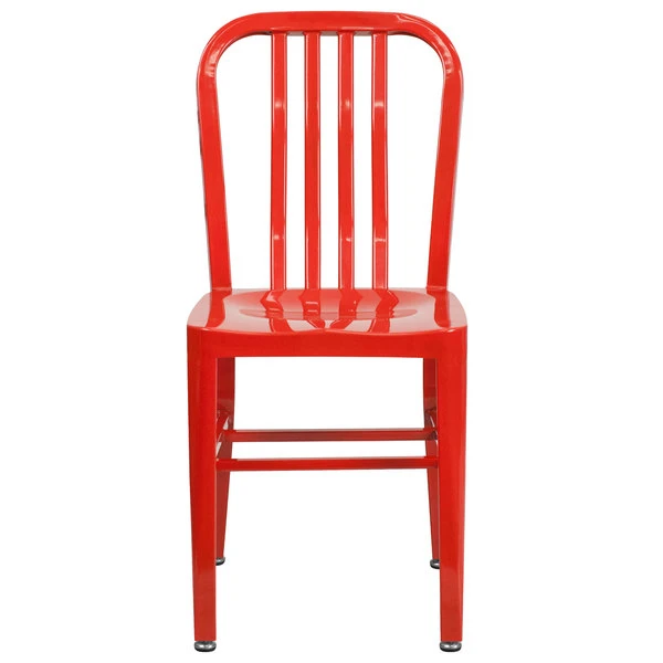 Flash Furniture CH-61200-18-RED-GG Red Metal Indoor / Outdoor Chair With Vertical Slat Back 2 Flash Furniture CH-61200-18-RED-GG Red Metal Indoor / Outdoor Chair With Vertical Slat Back - Image 2