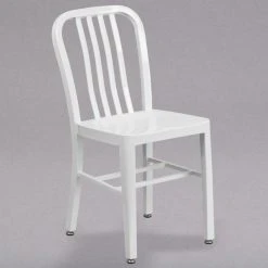 Flash Furniture CH-61200-18-WH-GG White Metal Indoor / Outdoor Chair With Vertical Slat Back