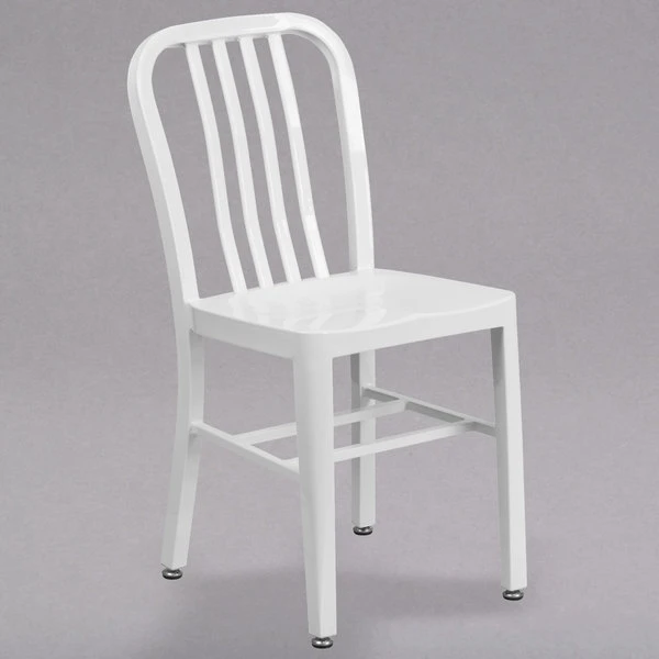 Flash Furniture CH-61200-18-WH-GG White Metal Indoor / Outdoor Chair With Vertical Slat Back 1 Flash Furniture CH-61200-18-WH-GG White Metal Indoor / Outdoor Chair With Vertical Slat Back