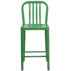 Flash Furniture CH-61200-24-GN-GG 24" Green Metal Indoor / Outdoor Counter Height Stool With Vertical Slat Back 5 Flash Furniture CH-61200-24-GN-GG 24" Green Metal Indoor / Outdoor Counter Height Stool With Vertical Slat Back -Zown Shop 1615570