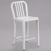 Flash Furniture CH-61200-24-WH-GG 24" White Metal Indoor / Outdoor Counter Height Stool With Vertical Slat Back