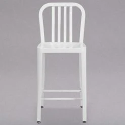 Flash Furniture CH-61200-24-WH-GG 24" White Metal Indoor / Outdoor Counter Height Stool With Vertical Slat Back -Zown Shop 1615883
