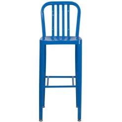 Flash Furniture CH-61200-30-BL-GG 30" Blue Metal Indoor / Outdoor Bar Height Stool With Vertical Slat Back 5 Flash Furniture CH-61200-30-BL-GG 30" Blue Metal Indoor / Outdoor Bar Height Stool With Vertical Slat Back -Zown Shop 1615914