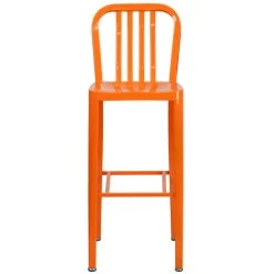Flash Furniture CH-61200-30-OR-GG 30" Orange Metal Indoor / Outdoor Bar Height Stool With Vertical Slat Back 5 Flash Furniture CH-61200-30-OR-GG 30" Orange Metal Indoor / Outdoor Bar Height Stool With Vertical Slat Back -Zown Shop 1615922