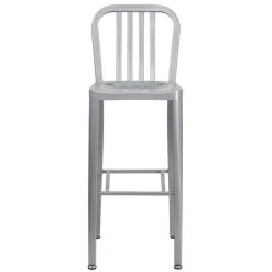 Flash Furniture CH-61200-30-SIL-GG 30" Silver Metal Indoor / Outdoor Bar Height Stool With Vertical Slat Back 5 Flash Furniture CH-61200-30-SIL-GG 30" Silver Metal Indoor / Outdoor Bar Height Stool With Vertical Slat Back -Zown Shop 1615932