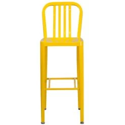Flash Furniture CH-61200-30-YL-GG 30" Yellow Metal Indoor / Outdoor Bar Height Stool With Vertical Slat Back 5 Flash Furniture CH-61200-30-YL-GG 30" Yellow Metal Indoor / Outdoor Bar Height Stool With Vertical Slat Back -Zown Shop 1615950