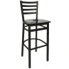 BFM Seating Lima Metal Ladder Back Barstool With Black Wooden Seat