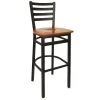 BFM Seating Lima Metal Ladder Back Barstool With Cherry Wooden Seat