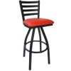 BFM Seating Lima Sand Black Steel Bar Height Chair With 2" Red Vinyl Swivel Seat
