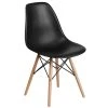 Flash Furniture FH-130-DPP-BK-GG Elon Series Black Plastic Accent Side Chair With Wood Base