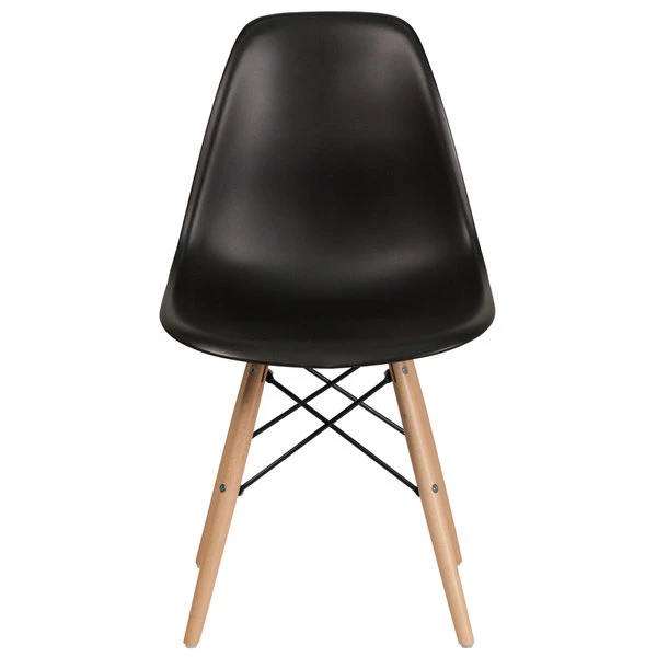 Flash Furniture FH-130-DPP-BK-GG Elon Series Black Plastic Accent Side Chair With Wood Base 2 Flash Furniture FH-130-DPP-BK-GG Elon Series Black Plastic Accent Side Chair With Wood Base - Image 2
