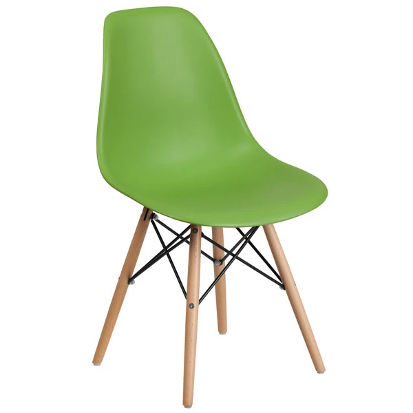 Flash Furniture FH-130-DPP-GN-GG Elon Series Green Plastic Accent Side Chair With Wood Base 1 Flash Furniture FH-130-DPP-GN-GG Elon Series Green Plastic Accent Side Chair With Wood Base