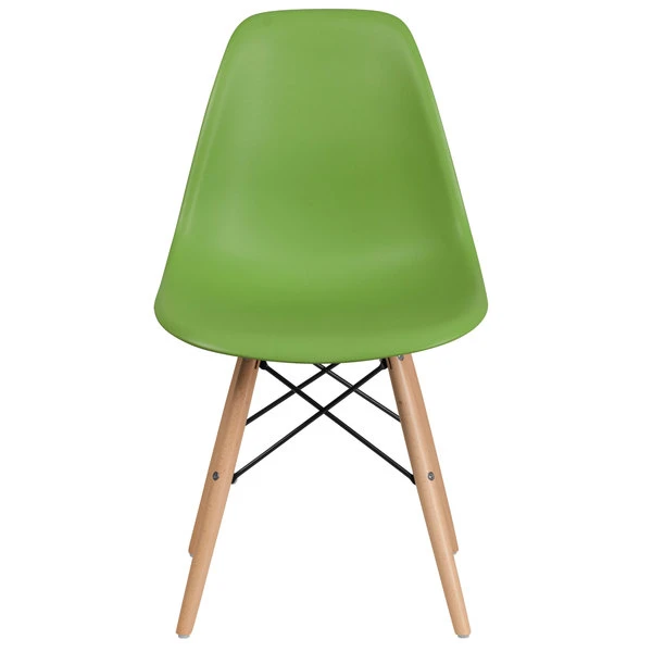 Flash Furniture FH-130-DPP-GN-GG Elon Series Green Plastic Accent Side Chair With Wood Base 2 Flash Furniture FH-130-DPP-GN-GG Elon Series Green Plastic Accent Side Chair With Wood Base - Image 2